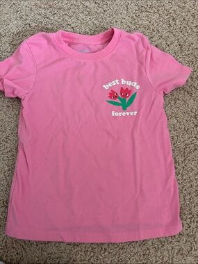 Cat & Jack Pink "Best Buds Forever" Floral Graphic Tee